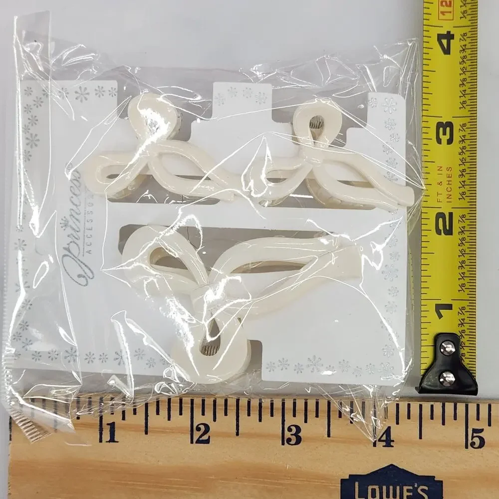 3 pc Ribbon Shaped Claw Clip Set, Hair clips, Off White by Princess Accessories